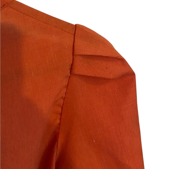 Vintage  Rust Orange Women's Top w/ tie bow - Picture 4 of 6